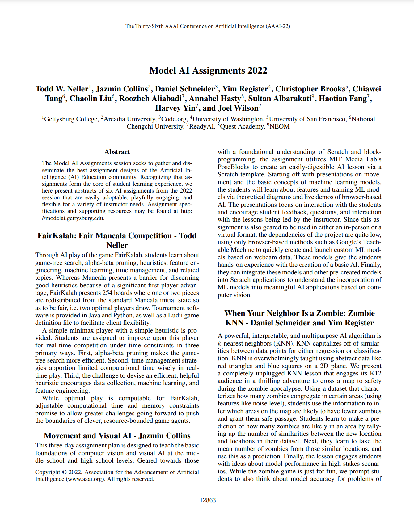 AAAI 2022 Model AI Assignment